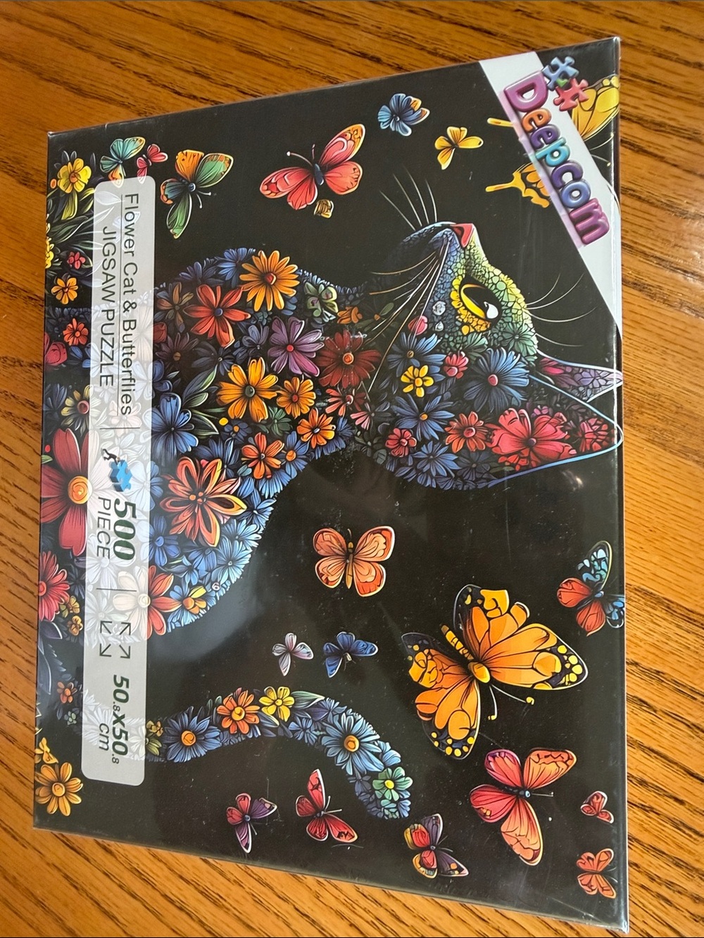 New Floral Cat & Butterflies Wall Art Puzzle Print - Multicolor 500 pc